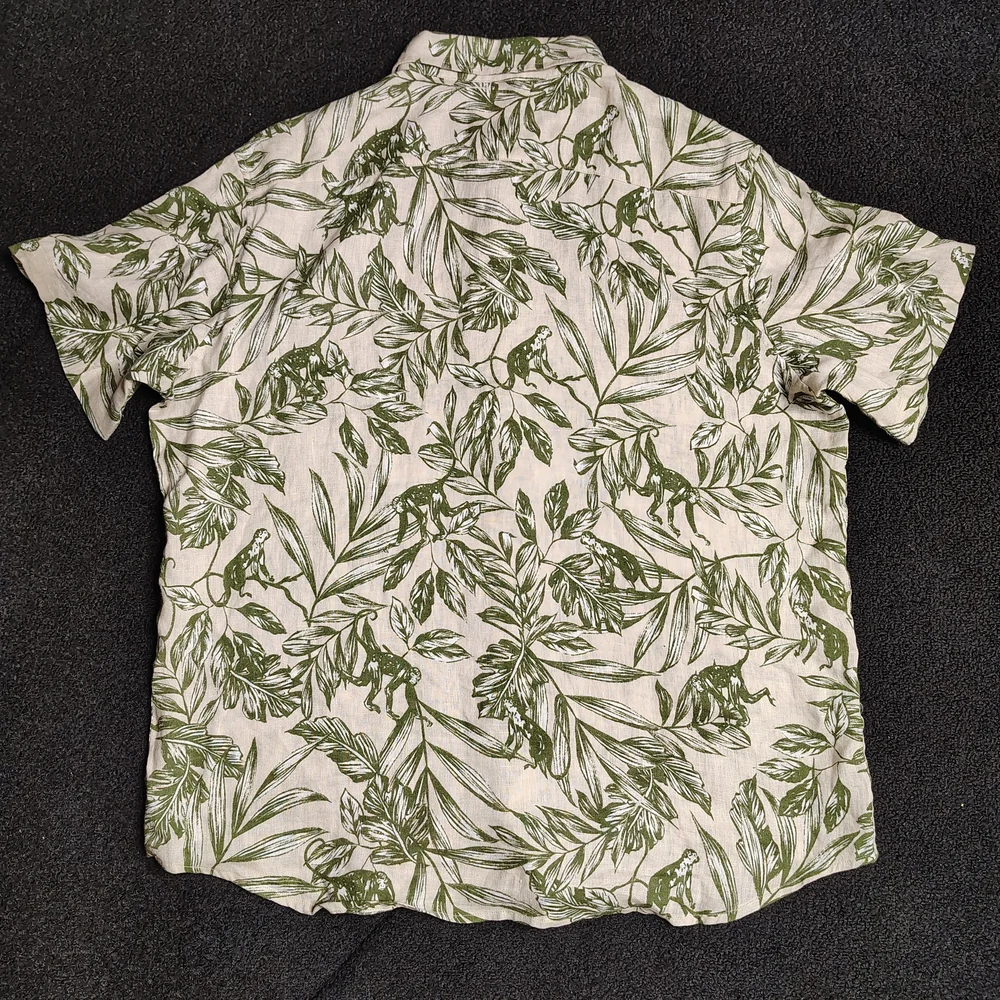 C & C California Shirt Linen Hawiian Tropical Button Front Vintage Men's XL